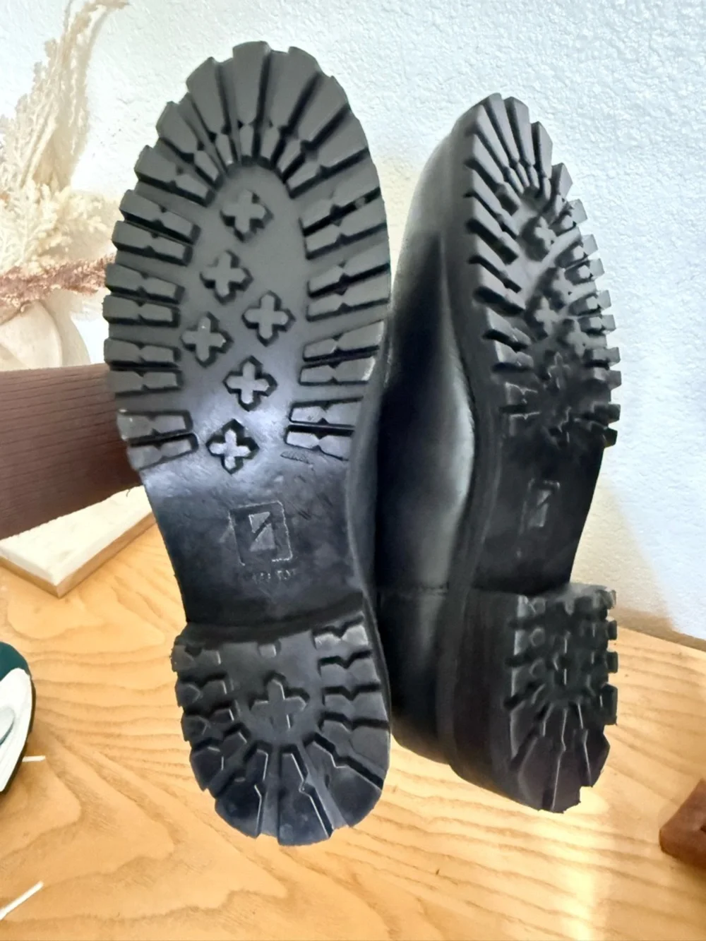 ME Makeover Essentials Black Leather Chukka Zip Boots with Lug Sole steel toe